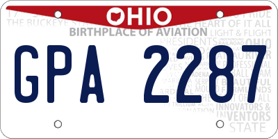OH license plate GPA2287