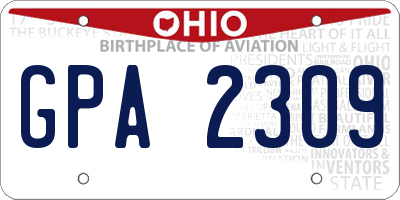 OH license plate GPA2309