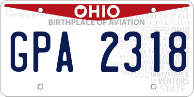 OH license plate GPA2318