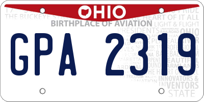 OH license plate GPA2319