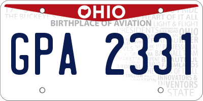OH license plate GPA2331