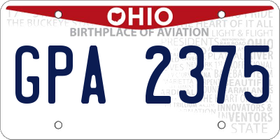 OH license plate GPA2375