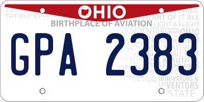 OH license plate GPA2383