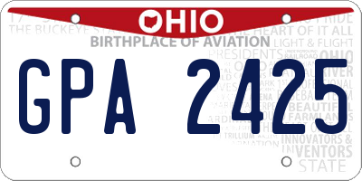 OH license plate GPA2425
