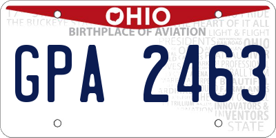 OH license plate GPA2463