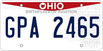 OH license plate GPA2465