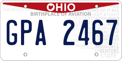 OH license plate GPA2467