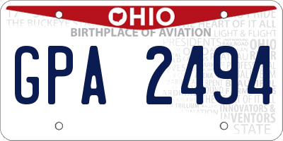 OH license plate GPA2494