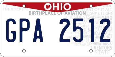 OH license plate GPA2512