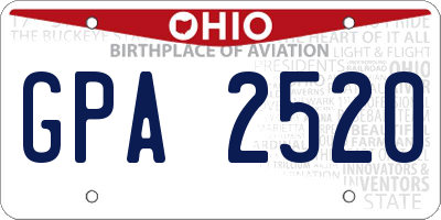 OH license plate GPA2520