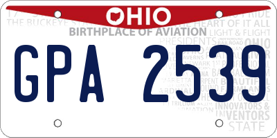 OH license plate GPA2539