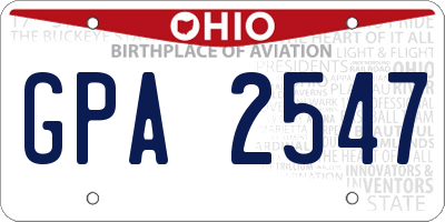 OH license plate GPA2547