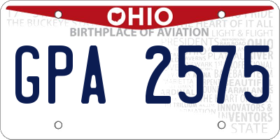 OH license plate GPA2575