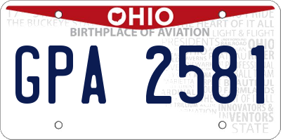OH license plate GPA2581