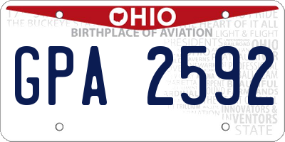 OH license plate GPA2592