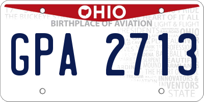 OH license plate GPA2713