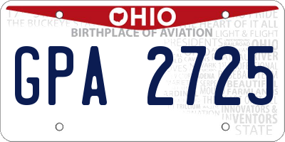 OH license plate GPA2725