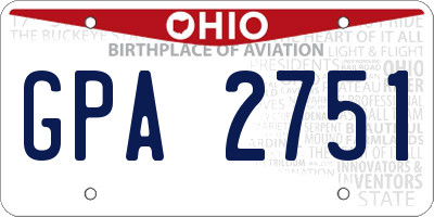 OH license plate GPA2751