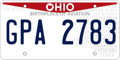 OH license plate GPA2783