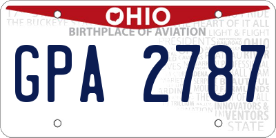 OH license plate GPA2787