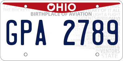 OH license plate GPA2789