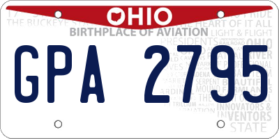 OH license plate GPA2795