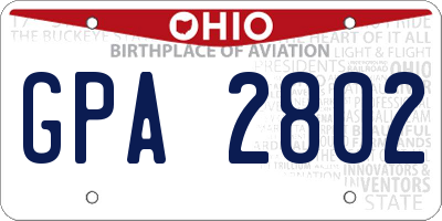 OH license plate GPA2802