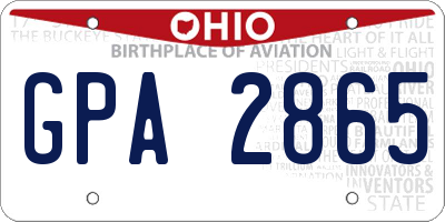 OH license plate GPA2865