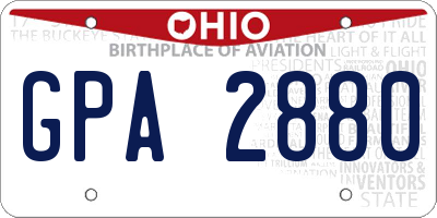 OH license plate GPA2880