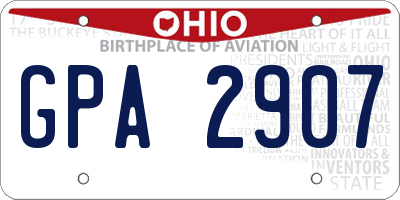 OH license plate GPA2907