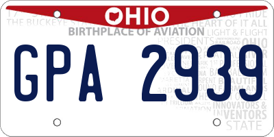 OH license plate GPA2939