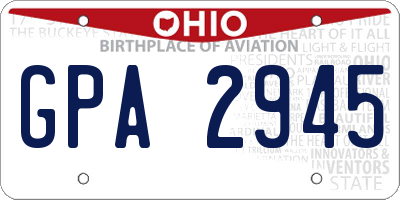OH license plate GPA2945