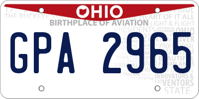 OH license plate GPA2965