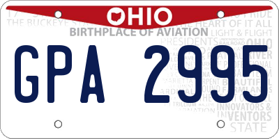 OH license plate GPA2995