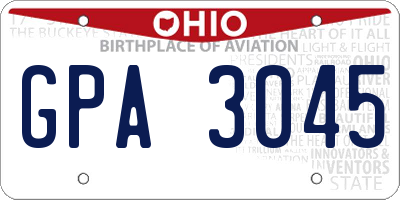 OH license plate GPA3045