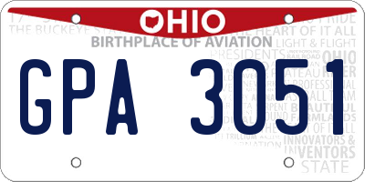 OH license plate GPA3051