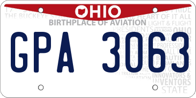 OH license plate GPA3063