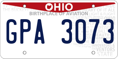 OH license plate GPA3073