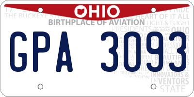 OH license plate GPA3093