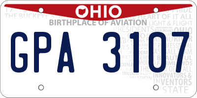 OH license plate GPA3107