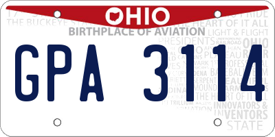 OH license plate GPA3114