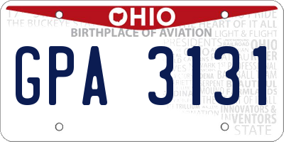 OH license plate GPA3131