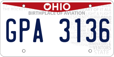OH license plate GPA3136