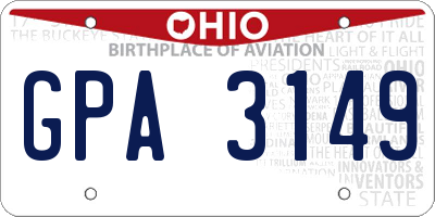 OH license plate GPA3149