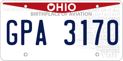 OH license plate GPA3170