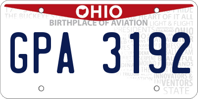 OH license plate GPA3192