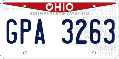 OH license plate GPA3263