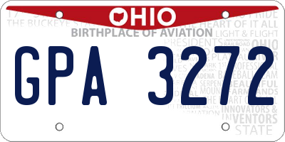 OH license plate GPA3272