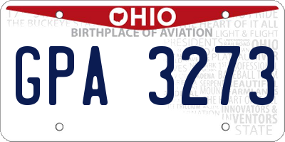 OH license plate GPA3273