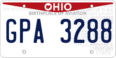 OH license plate GPA3288